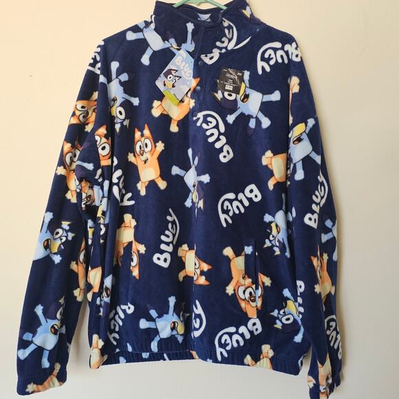 Adult Bluey Polar Fleece Pullover Jacket Size Unisex Large New - Picture 1 of 3